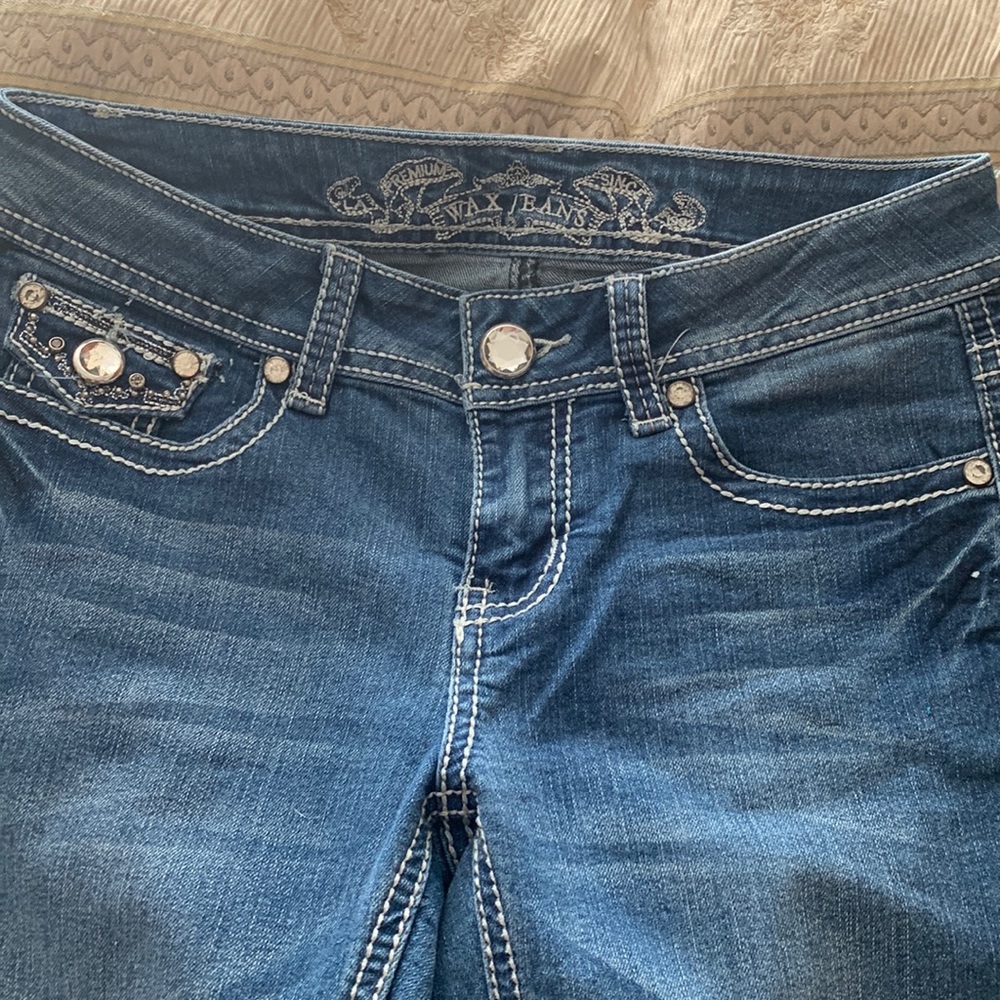 Wax rhinestone jeans